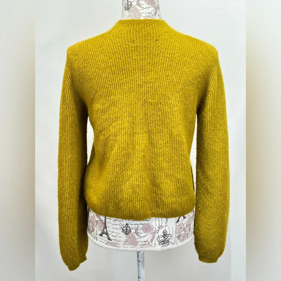 BANANA REPUBLIC Mustard yellow mock neck ribbed crop sweater size S - Picture 4 of 13
